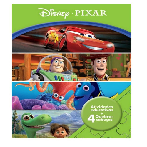 Livro Disney Aprender Brincando - Pixar Com Atividades E 4 Q