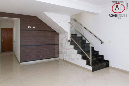 Imagem 29 de 30 de Cobertura Com 3 Dormitórios, 3 Suite, 2 Vagas Demarcas À Venda, 230 M² Por R$ 1.500.000 - Aparecida - Santos/sp - Co0113