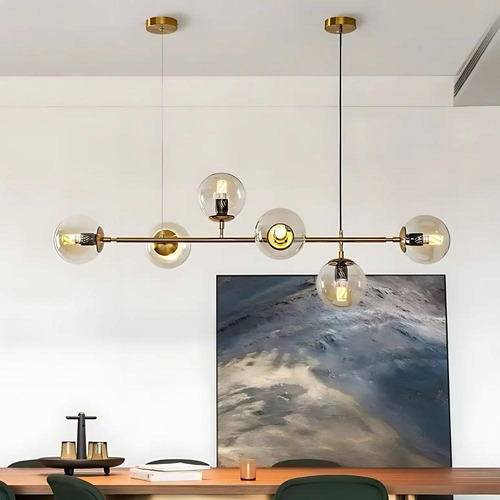 Lustre Moderno Jabuticaba 6 Globos Vidros Molecular Bivolt