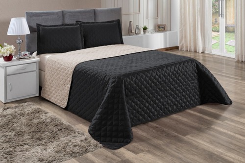 Cobre Leito Realeza Cama Queen Dois Lados 3 Peças Cores Cor Preto