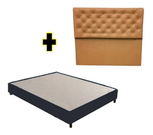 Base Sommier Cama Box 100x190 Con Respaldo 1 1/2 Plazas Cu