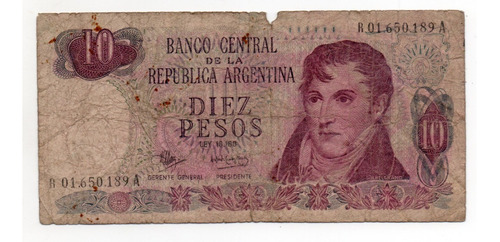 Billete Argentina 10 Pesos Ley Reposicion Bottero 2349