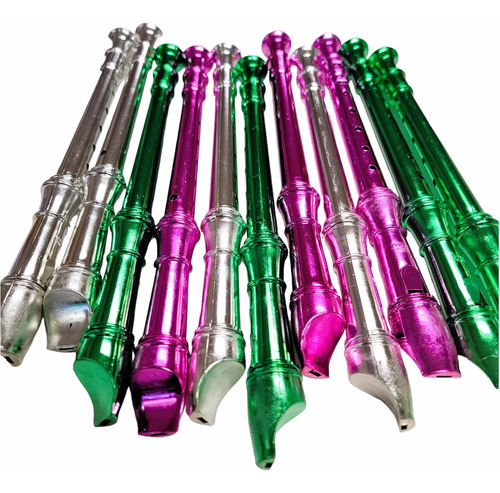 Flautas De Colores Metálicos Para Niños, 33 Cm, 7 Agujeros