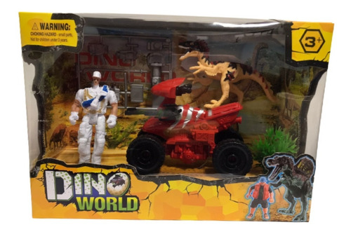 Set Dino World Figura + Cuatriciclo + Dino + Accesorios