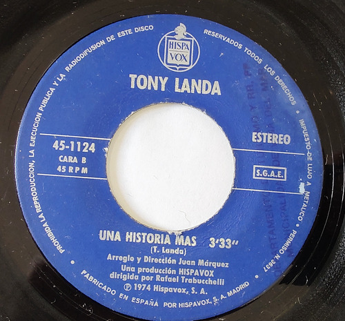 Vinilo Single Tony Landa Una Historia Más(