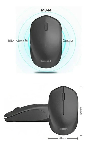 Mouse Inalámbrico Philips 300 Series Spk 7344 Negro