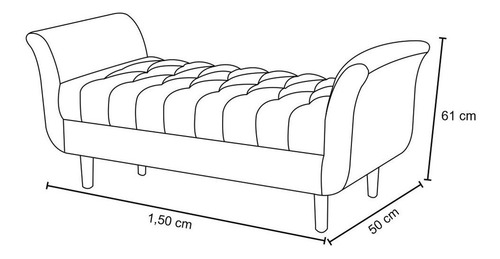 Divã Recamier Barcelona 150cm Linho Bege - Atraente Móveis Cor Creme