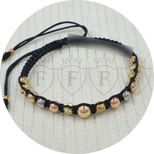 Pulsera Oro Laminado Tejido Macrame +obsequio