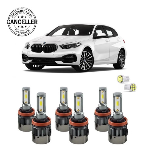 Kit Super Led Alto Baixo Milha Bmw 116i C/ Canceller Canbus