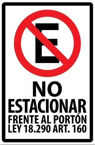 No Estacionar 30x40 Señalética Ley 18290 Metalico