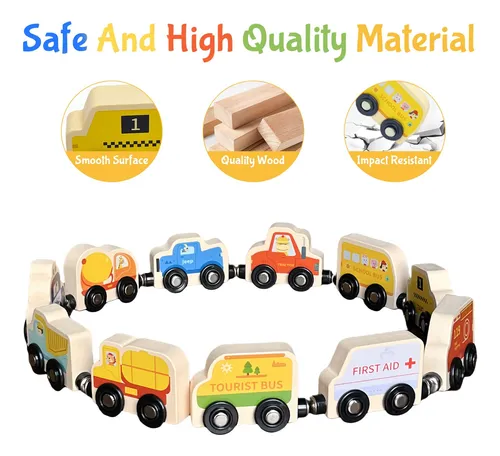 Tren De Madera Magnético Con Números Del 0 Al 9, Juego Educativo Con Mapa De Tráfico, Figuras De Transporte, Regalo Para Niños De 2 A 5 Años, Desarrollo De Motricidad Y Coordinación