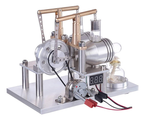 Modelo De Motor Stirling De Doble Cilindro Con Disco De Volt