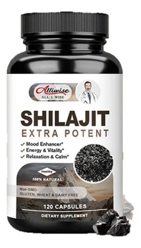  Shilajit 100%,120 Cápsulas, Energizante/claridad Mental