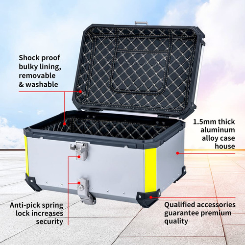 Caja De Cola Motocicleta 65l Con Soporte Y Respaldo Alumin