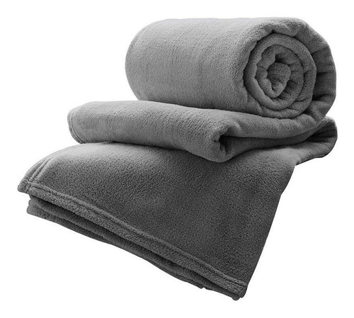 Cobertor Essência Enxovais Microfibra soft cor cinza com design liso de 2.4m x 2.2m