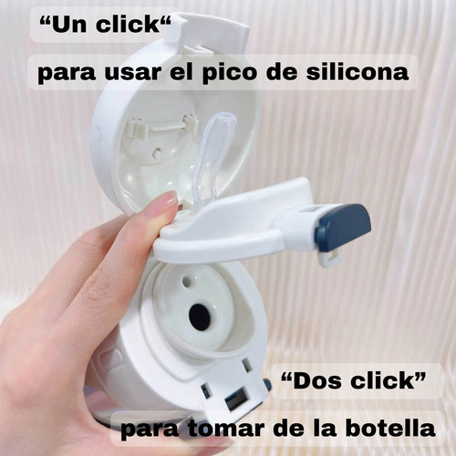 Botella Térmica Infantil Doble Pico Acero Inoxidable 520 Ml Blanco