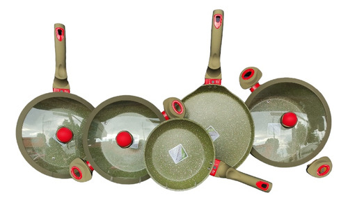 Batería De Cocina Alfa Family Set Cerámica Marmoleada 8 Pcs!