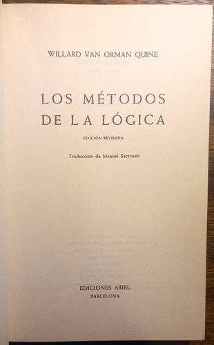 Los Métodos De La Lógica Quine Ed Ariel 1967 Usado (Usado)