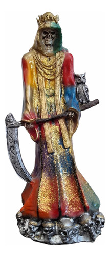 Santa Muerte Con Corona De Espinas, Mil Colores 40 Cm Curada