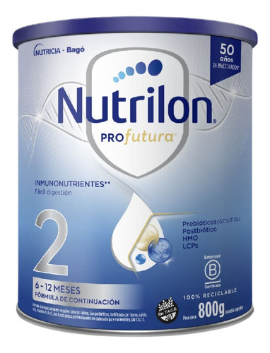 Nutrilon Profutura 2 Fórmula Lactéa Infantil Polvo X 800 Gr