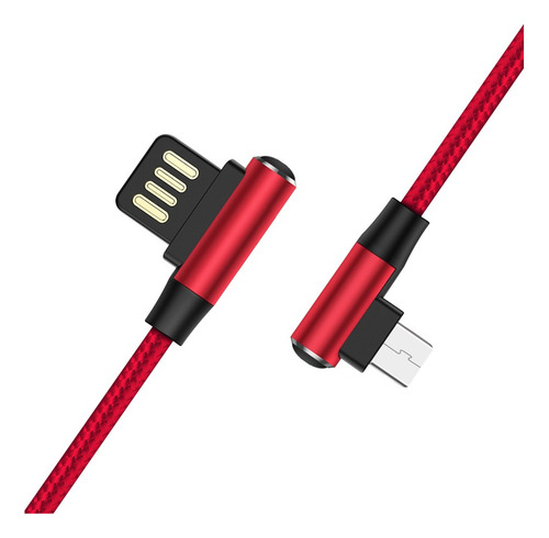 Cable De Datos Micro Usb Mallado Carga Rápida Rojo O Negro