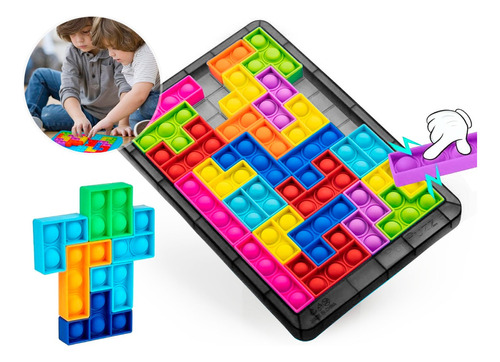 Pop It Rompecabezas Juego Burbujas Bloques Tetris Puzzle Tik Color Negro - Juguete Educativo Rata Pionera Laberinto Coordinacion
