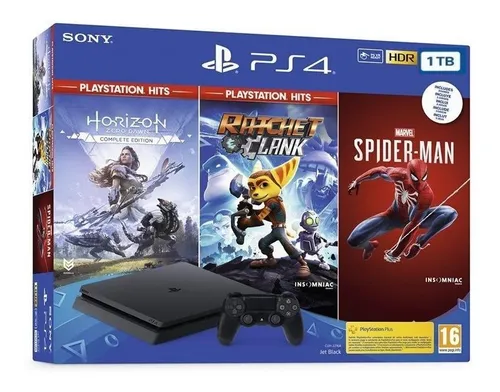 PlayStation 4 Mega Pack V15 1TB 1 Controle Preto - Sony + 3 Jogos