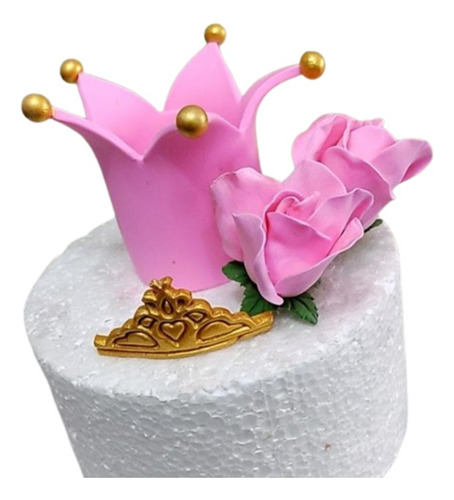 Corona Con Flores En Porcelana Fria Adorno De Torta