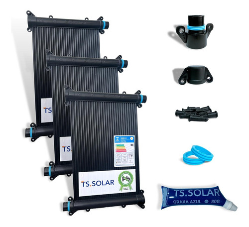 Kit Aquecedor Solar Piscia 10 Placas 3mt + Kit Fechamento