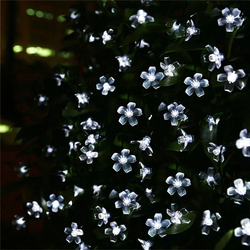 Guirnalda De Luz Solar, Iluminación Navideña Con Flores