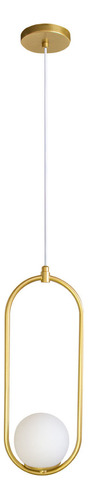 Luminária Pendente Arkom Light Dourado Globo Leitoso 10cm