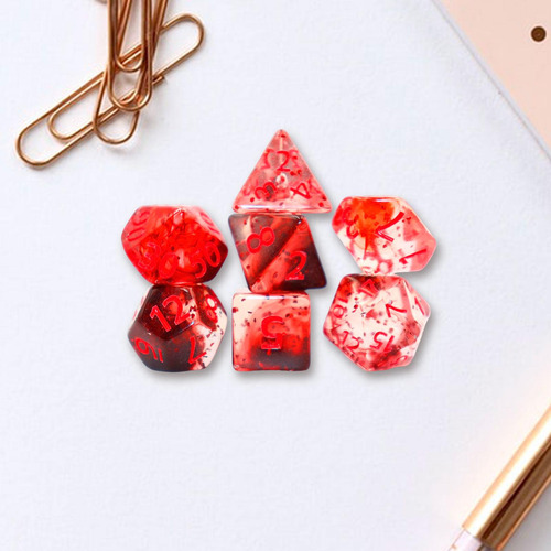 7 Piezas De Dados Poliédricos D6 D4 D8 D10 D12 D20 Rojo