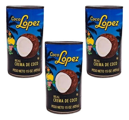 Crema De Coco / Pack 3 X Latas. Coco Lopez. Agronewen