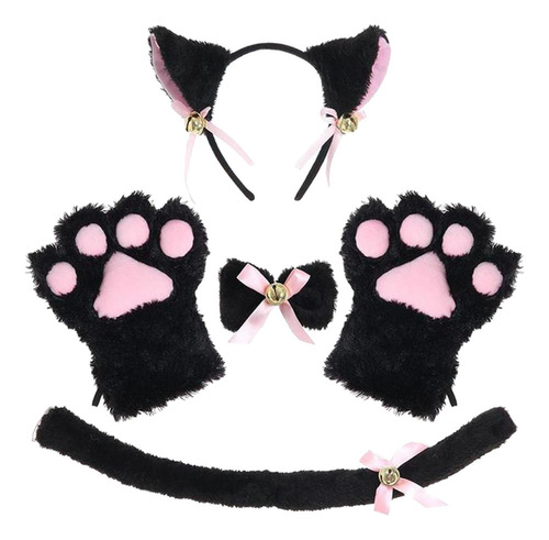 Disfraz De Gato Cosplay Pajarita Accesorios Fiesta Niños