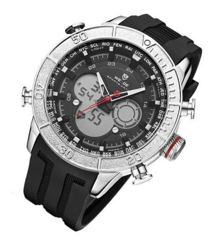 Relógio Masculino Weide Wh-6308 Anadigi Prata / Nfe Garantia