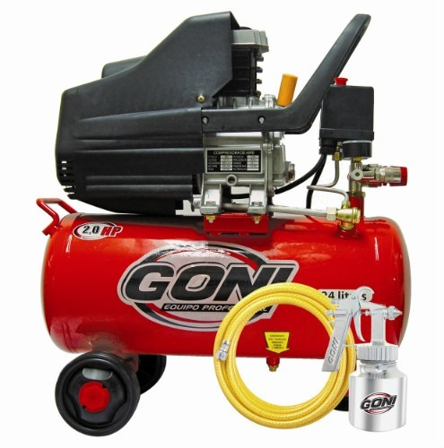 Compresor Goni 2 Hp De 24lt +pistola +manguera+ Envio Gratis