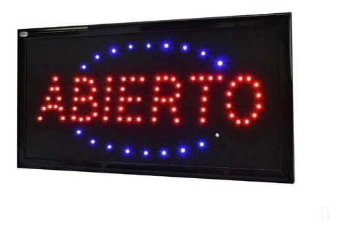 Cartel Abierto Led Luminoso Luces 220v 48x25cm