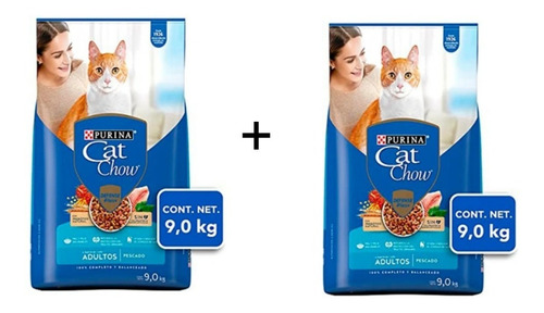 2 Bolsas Croquetas Alimento Cat Chow Pescado 9k C/u
