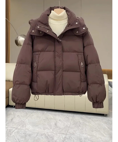 Chaqueta Holgada De Invierno Con Capucha Y Acolchado De Algodón Para Mujer