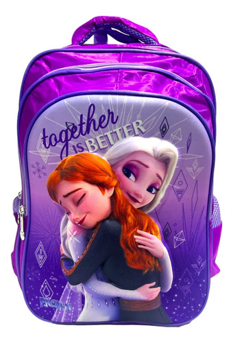 Mochila Frozen Ana Y Elsa Relieve Calidad Escolar Primaria +