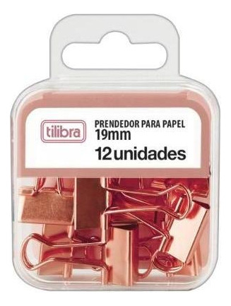 Prendedor Binder Clips Para Papel 19mm 12 Unid Tilibra Rosé