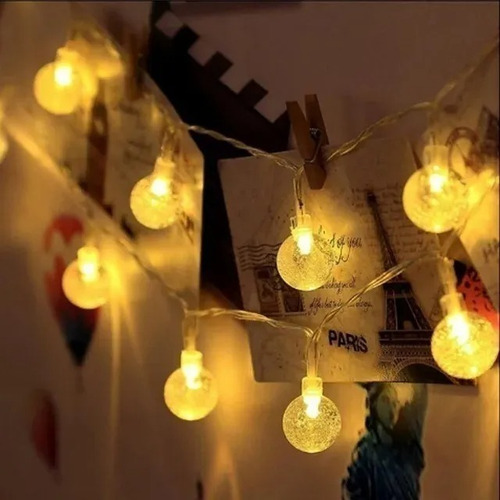 Imagen 2 de 6 de Luces Decorativas A Pila 10 Mts Blanco Blanco Cálido Cuota-*