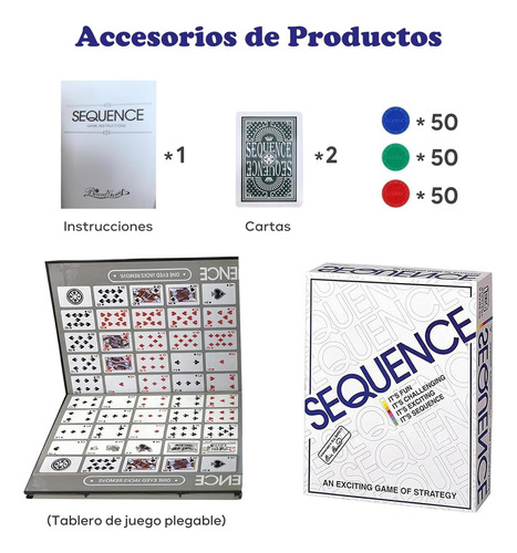 Juego De Mesa Secuencia Familiar Con Tablero Plegable Y 135