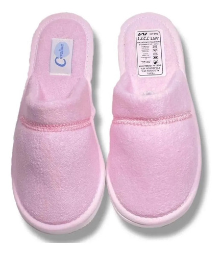 Pantufla Chinela Toalla  Taco Aplique Mujer Carolina 7271c