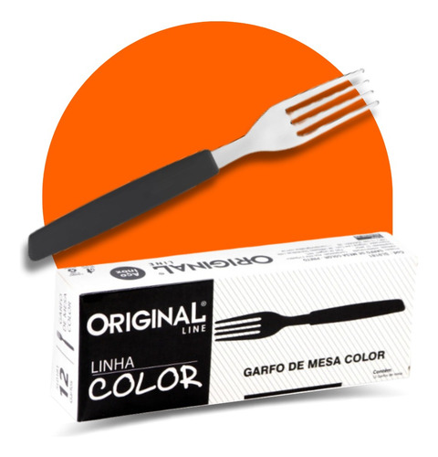 Kit 24 Garfos Mesa Churrasco Aço Inox Cabo Plástico Color Punho Preto