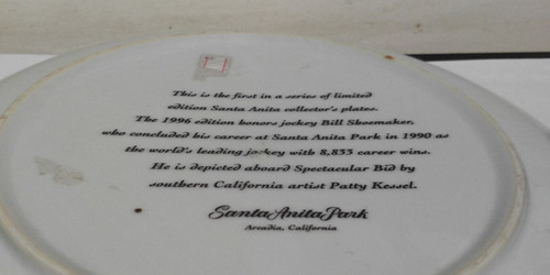 Plato Jocker Bill Shoemaker Horse Race Edicion Limitada 1996 (Usado)