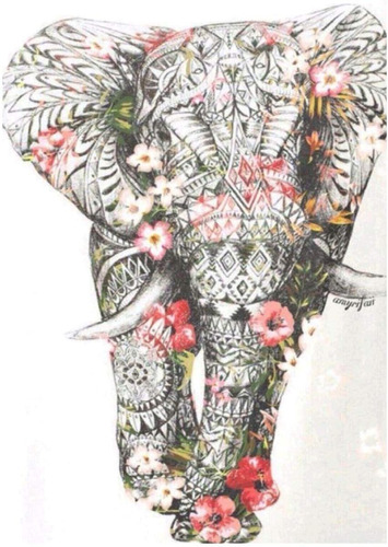 5d Pintura Por Diamantes.elephant Wearing Flowers 