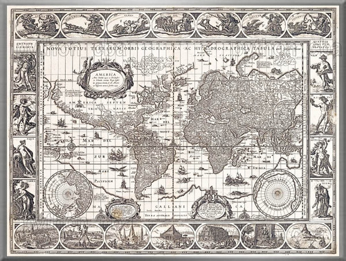 Cuadro Mapa Planisferio Atlas Orbis Terrarum Hydrogra (1630)