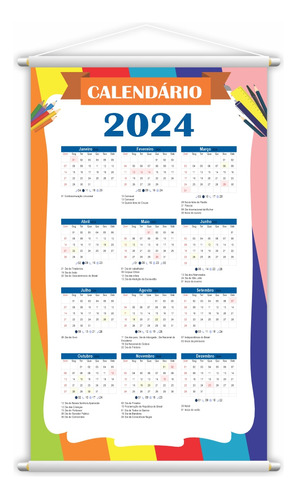 Calendário 2024 Banner Painel Escolar Lona Grande