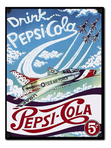 #1707 - Cuadro Decorativo Vintage - Pepsi Cola Avión Retro  